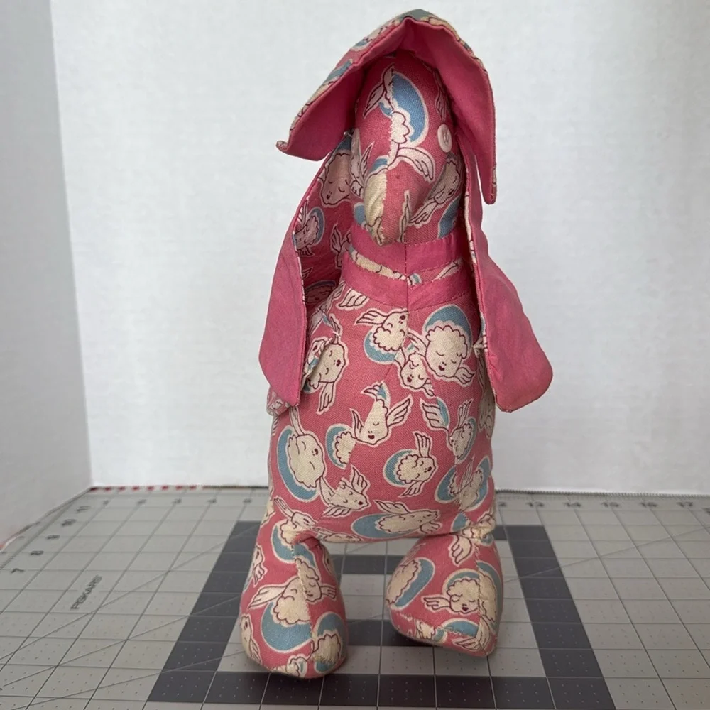 Vintage Handmade Cloth Chicken Doll – 1940s-50s Feedsack Fabric w Sleeping Baby - Picture 2 of 13